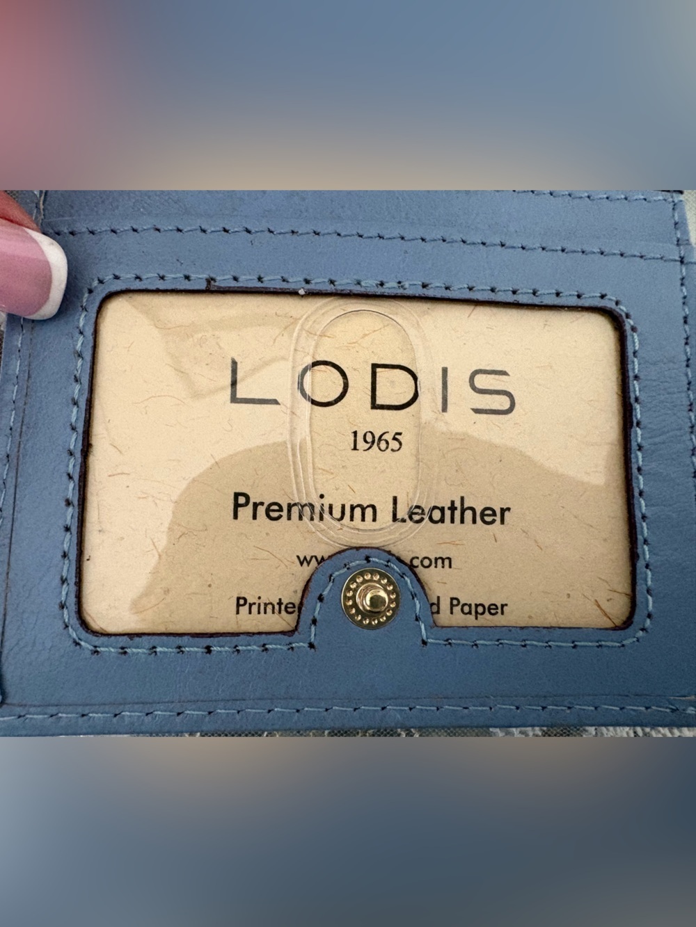 Lodis Genuine Leather Compact Bifold Wallet - Periwinkle / Slate Blue - Picture 7 of 10